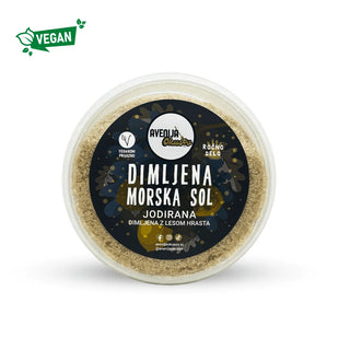 Jodirana dimljena morska sol - Hrast posodica 652g 